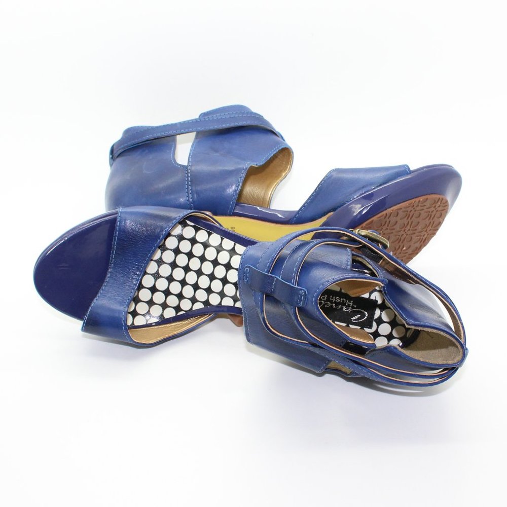HUSH PUPPIES Leather Open Toe Ankle Strap Blue Shoes - NWOT - Picture 4 of 7